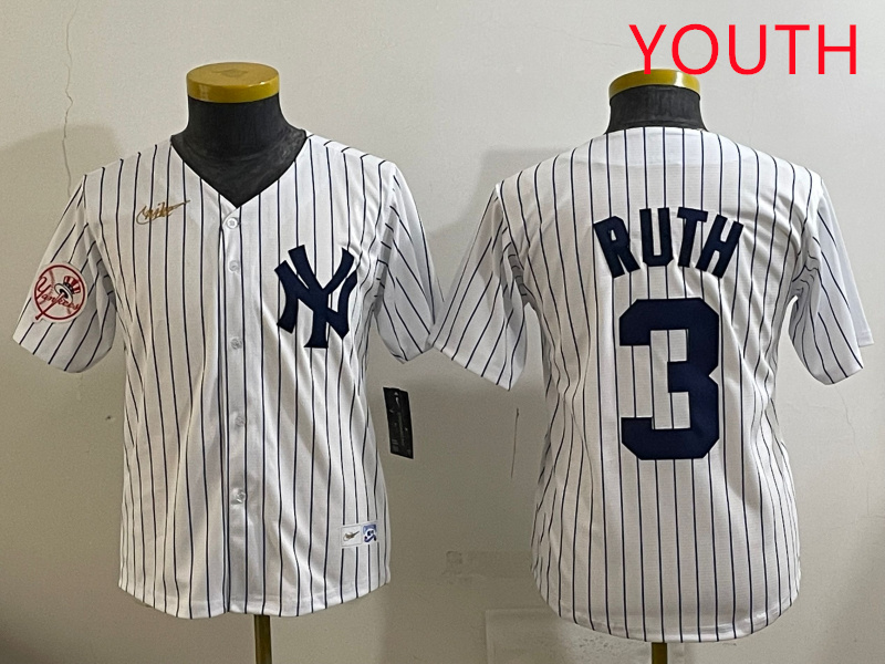 Youth New York Yankees #3 Ruth White 2025 Nike MLB jersey style 30->youth mlb jersey->Youth Jersey